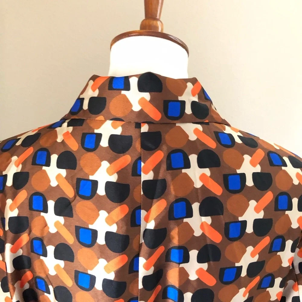 ZARA NWT Geometric Print Satin Blazer Women’s XL - Picture 10 of 15